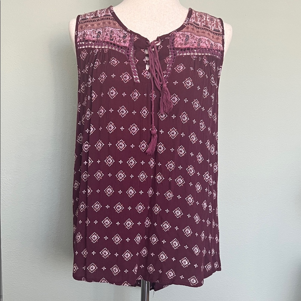 Live 4 Truth Sleeveless Burgundy Boho Blouse